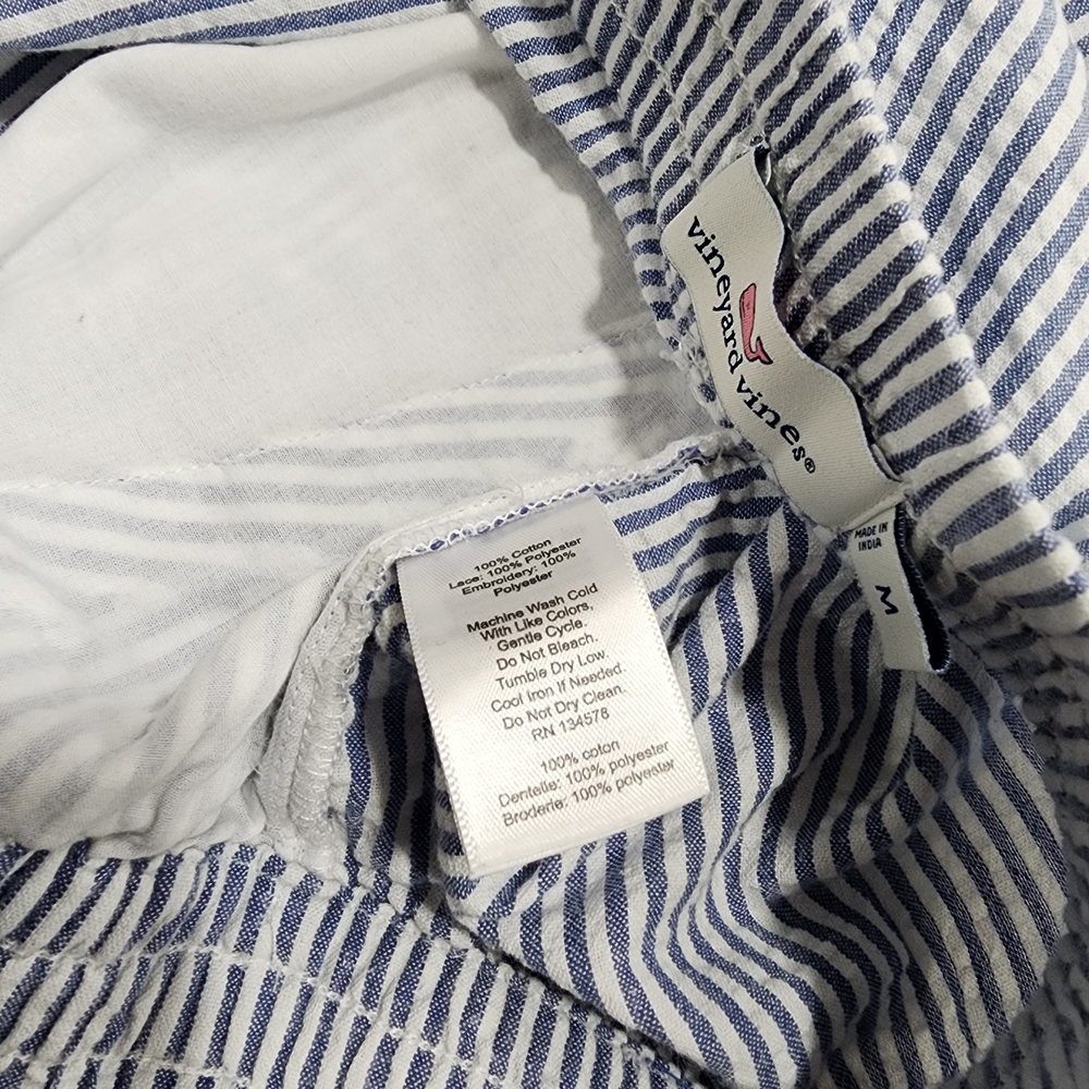 Vineyard Vines Blue and White Striped Embroidered Women’s Shorts with Tassel Tie - Picture 6 of 9